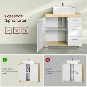 mosdó alatti szekrény, 30 x 70 x 64 cm, fehér - bézs