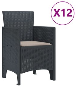 13 Részes Kerti Étkezősor Párnákkal Antracit Polirattan, Kerti Asztal Antracit 200x100x73 cm Polirattan, Kerti Asztal Antracit 150x100x73 cm Polirattan, Kerti Székek Párnákkal 4 db Antracit Polirattan