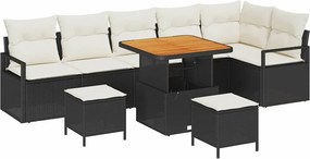vidaXL Kerti Kanapé Szett párnával tárolóval 9 pcs Fekete és Krém