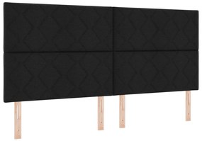 Box Spring Ágy Matraccal és Pad fekete 200x200 cm Szövet