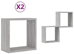2 db szürke sonoma fali kockapolc 30 x 15 x 30 cm