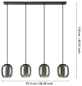 Eglo 901193 - Csillár zsinóron CIAMPINO 4xE27/28W/230V szürke