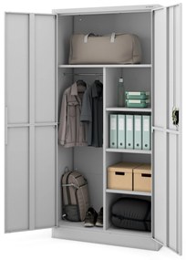 Fém tárolószekrény DAWID, 900 x 1850 x 400 mm, Smart: szürke