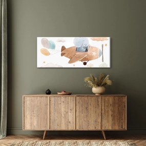 Kép - Akvarell elefánt egy repülőgépen (120x50 cm)
