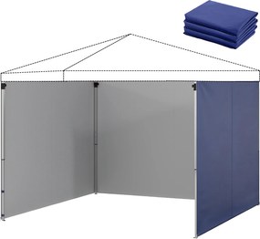 Outsunny 3 részes oldalfal 3 x 3 m pavilonhoz — cipzáras, UPF 50+, vízlepergető Oxford, sötétkék | Aosom