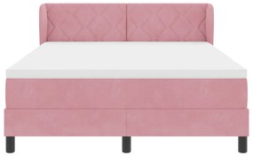 Boxspring Ágy Mattal Rózsaszín 140x190 cm Bársony