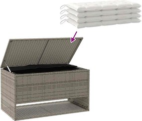 Szürke Polyrattan Kültéri Párna Doboz 100X55X55,5 Cm