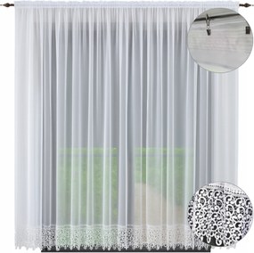 Sima függöny csipkével, hosszú, 230x300 cm, nappaliba, erkélyre, függönyök gipürrel