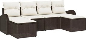 vidaXL Kerti Kanapé Szett párnával 6 pcs Barna Poly Rattan
