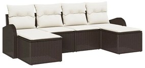 vidaXL Kerti Kanapé Szett párnával 6 pcs Barna Poly Rattan