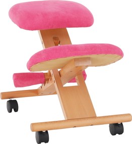 Ergonomikus térdelőszék, rózsaszín/bükkfa, GROCO