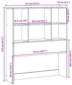 viaszbarna tömör fenyőfa fejtámla tárolóval 75 cm