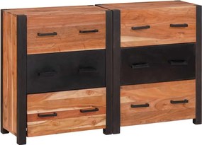 vidaXL Széf fiókkal 3 pcs Barna 110 x 30 x 75 cm Tömör Akácfa