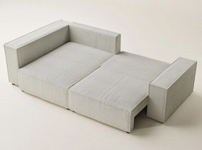 Krémszínű kordbársony kinyitható-tárolóhelyes sarokkanapé (bal oldali-L alakú) Tonga – Maison de Rêve