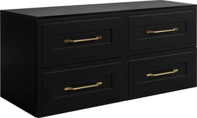 Fürdőszoba szekrény mosdó alá fekete 160 Cm keret fém front Mdf Asztallap