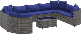 vidaXL 10 részes szürke polyrattan kerti ülőgarnitúra párnákkal