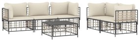 6 részes antracitszürke polyrattan kerti ülőgarnitúra párnákkal