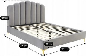 Ágy 160x200 cm méretben, szürke színben, velúr kárpittal GEMINI