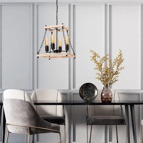 Csillár láncon JASPER 4xE27/60W/230V bükkfa/bézs