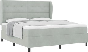 vidaXL Boxrugós ágy matracmal Világosszürke 200 x 180 cm Poliészter