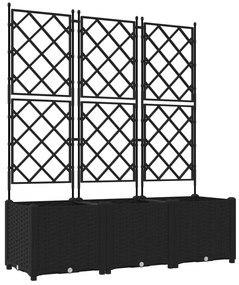 Trellisszel Ellátott Kert Virágcserép 3 db Fekete 120x40x143 cm