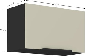 Felső szekrény, kasmír/fekete, ARAKA 60 GU-36 1F