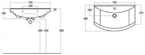 TMP ZX 75 - SONOMA - álló fürdőszobabútor - Sanovit ZENON - 6075 porcelán mosdóval - 75 x 50 cm