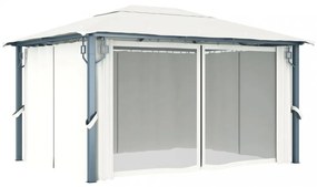 krémszínű alumíniumpavilon függönnyel/LED fényfüzérrel 4 x 3 m