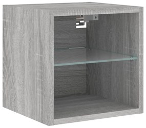 szürke sonoma színű fali TV-szekrény LED-ekkel 30x28,5x30 cm