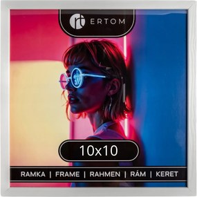 Fa képkeret 10x10 üveg fehér négyzet alakú