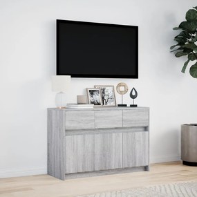 szürke sonoma színű szerelt fa LED-es TV-szekrény 91x34x61 cm