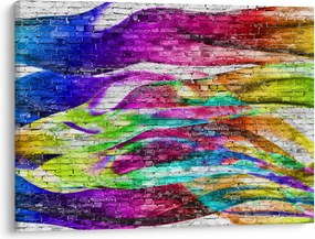 Kép - Téglafal színes lángokkal (70x50 cm)