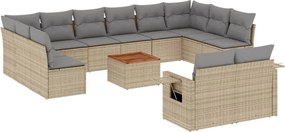 vidaXL 13részes vegyes bézs polyrattan kerti ülőgarnitúra párnákkal
