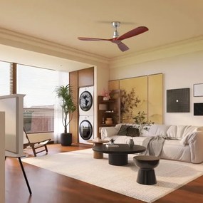 ZEVENTI - LIONI mennyezeti ventilátor Wi-Fi Tuya króm/tölgy + távirányító