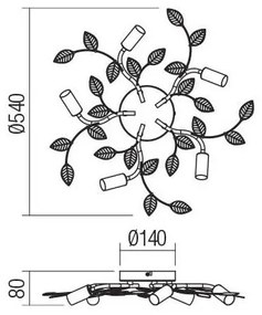 Redo 02-980 - Felületre szerelhető csillár TIARA 5xE14/28W/230V