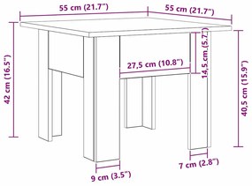 vidaXL Dohányzóasztal Artisan tölgy 55 x 55 x 42 cm Faanyag