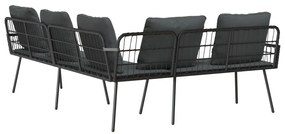 L-alakú kanapé Fekete 231x173x78 cm Polirattan