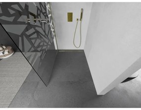Mexen Kioto, Walk-In zuhany paraván 80 x 200 cm, 8 mm átlátszó üveg fehér mintás, arany matt profil, 800-080-101-55-85