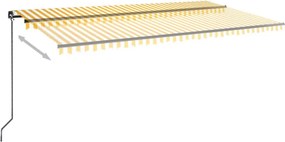 Sárga és fehér kézzel kihúzható napellenző 600 x 350 cm