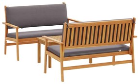 vidaXL Kerti Kanapé Szett 3 pcs Barna 120 x 65,5 x 79 cm Tömör Akácfa