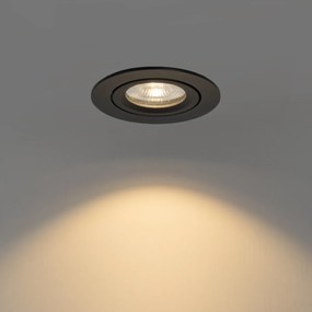 Süllyesztett spotlámpa fekete dönthető 8,2 cm LED-del, Dim to Warm IP54 Ultra Slim - Pupil