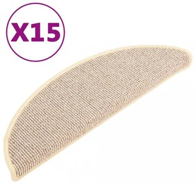 15 db fehér és barna félkör alakú lépcsőszőnyeg 56 x 17 x 3 cm