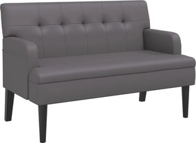 vidaXL szürke műbőr pad háttámlával 112x65,5x75 cm