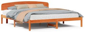 Ágykeret Fejházzal Gyantázott Barna 200x200 cm Tömör Fenyő