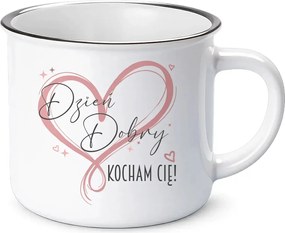 Jó reggelt Szeretlek! Zománcozott Bögre Ajándék Valentin Napra