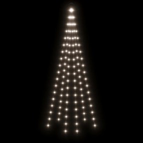 karácsonyfa zászlórúdon 108 hideg fehér LED-del 180 cm