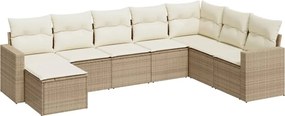 vidaXL 8 részes bézs polyrattan kerti ülőgarnitúra párnával
