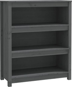 vidaXL szürke tömör fenyőfa könyvszekrény 80x35x97 cm