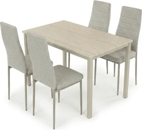 4 személyes étkezőszett szürke székekkel, krémszínű asztallal, asztal méret: 110x70x75cm, ASE-1039 CRM2