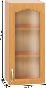 Konyha szekrény, felső, éger, jobbos kivitel, LORA MDF NEW KLASIK W40S